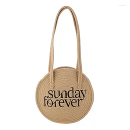 Evening Bags 2024 Arrivals Woven Straw Beach Bag Summer Purses Round Boho Bohemian Wicker Rattan Handbags For Women Tote