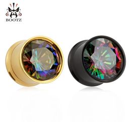 KUBOOZ Stainless Steel Crystal Ear Plugs Tunnels Earring Gauges Body Jewelry Piercing Stretchers Expanders Whole 8mm to 16mm 39956926