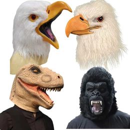 Party Masks Eagle Mask Donkey Horse Penguin Full Face Carnival Role Play Zoo Props Animal Latex Fun Halloween Costume Q240508