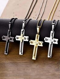 Men's Necklace 316L Stainless Steel Large Jesus Christ Pendant White/Gold/Black 24'' Rolo Chain Jewelry2976166