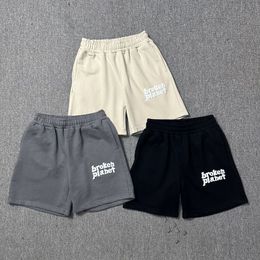 Foam Print Shorts Men Women High Quality Summer Style Black Grey Apricot Colour Drawstring Shorts