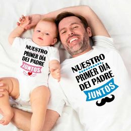 T-shirts Our First Fathers Day Family Matching Clothes Daddy T-shirt Baby Bodysuit Dad Baby Fathers Day Look Outfit Holiday Shirt T240509