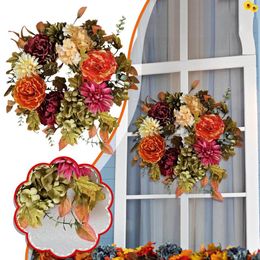 Decorative Flowers Spring Wreath Front Door Summer Fall Outdoor Interior Wall Or Window Decoration Autumn Atmosphere Flower Decor