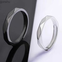Couple Rings 1 pair of luxurious couple rings womens diamond black silver simple ring geometric open ring Valentines Day jewelry gift WX