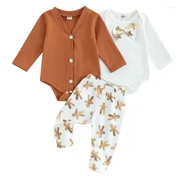 Clothing Sets Baby Boy Christmas Clothes Button Down Long Sleeve Romper White Bodysuit Pants Infant Outfit