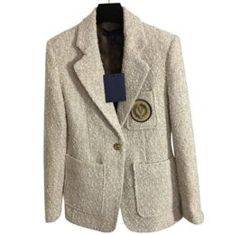 Women039s Girls Vintage Tweed Designer Blazer Peacoat Tailored Jacket Coat Milan Runway Brand Luxury Designer Dress Letter Embr9075457