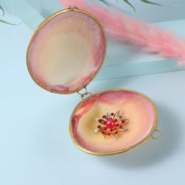 Jewellery Pouches Natural Shell Box Jewellery Container Handmade Retro Creative Golden Edge Gift Ring Case Valentine'S Day