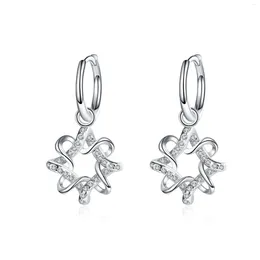 Stud Earrings AZ533-ELefei Fashion Luxury 0.28Ct Diamond-set Moissanite Dangle Hollow Polygon Earringe For Women 925 Silver Party Jewellery