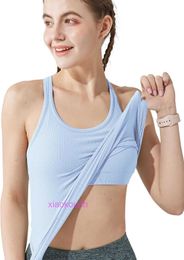 Designer LuL Yoga Outfit Sport Bras Women High Support Womens Yoga Racerback Vest Built-in Bra Womens Padded Sports Fitness Exercise Running Shirt