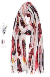 2020 Fashion Women Silver Foil Feather Print Fringe Scarves And Shawls Soft Trendy Scarf Wrap Hijab One Colour 18090cm 8737498