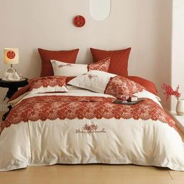 Bedding Sets Home Wedding Cotton Bed Sheet Four-Piece Long-Staple Lace Quilt Cover Princess Comforter
