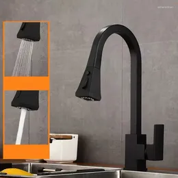 Kitchen Faucets Brushed/Black Copper 360 Rotate Pull Out Tap Black Faucet Button Switch Cold Water Sink Mixer Taps