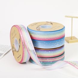 2024 Grosgrain ribbon 50Yards 25mm gradient Colour Gift Hair Bows Wedding Decorative Gift Box Wrapping DIY Crafts Party Decoration