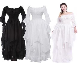 Vintage Victorian Medieval Dress Renaissance Black Gothic Dress Women Cosplay Halloween Costume Prom Princess Gown Plus Size 5XL2804730