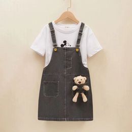 Girls Cowboy-Hosenträger Dress Set zweiteilige Mädchen-Mädchen Mode-Sommerkleid Kinder kurzärmelige Freizeitanzug