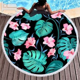 Tropical Plants Printed Large Round Beach Towel For Adult Yoga Mats Microfiber With Tassels Thick 150cm Cloth Big Beach Towels Y200429 213O