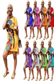 Vestidos africanos para mulheres Summer Manga curta Dashiki Print Rich Bazin Nigeria Clothes Ladies Clothing6656885