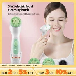 Home Beauty Instrument Ckeyin silicone 3-in-1 electric ultrasonic facial cleanser acne blackhead deep cleaning brush beauty skin care tool Q240508