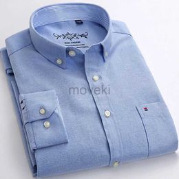 Men's Dress Shirts Oxford cloth solid color long sleeve shirt mens business casual formal wear all comfortable professional temperament slim shirt d240427