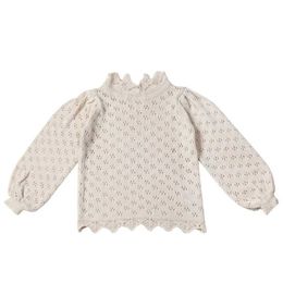 Sets Baby womens knitted sweater with cotton long sleeved zipper suitable for baby and toddler autumn winter tops hollow bottom Q240508