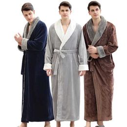 Women's Robe Warm Winter New Bathrobe Coral Fleece Sleepwear Women Thicken Robe Kimono Dressing Gown Men Shower Robes Loose Home Clothes