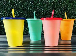 710ML Temperature Color Changing Cold Cups Plastic Reusable Magic Tumbler Juice Coffee With Straws Drink Water Bottle 1PC2991548