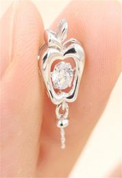 Cute Apple Dangle Pearl Pendant Necklace Setting Mounting Base Gems Solid 925 Sterling Silver Semi Mount Wome039s DIY Jewelry F1090803