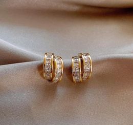 Stud Korean Fashion Jewelry Exquisite Zircon14K Real Gold Earrings Simple Temperament Luxury Women39s Prom Party EarringsStud S4313383