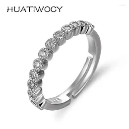 Cluster Rings Fashion Charm Ring Silver 925 Jewellery With Zircon Gemstones Open Finger For Women Wedding Party Promise Gifts Accessories