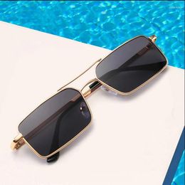 Sunglasses Vintage Rectangle Women Men Classic Small Metal Sun Glasses Female Fashion Summer Outdoor Driving Vacation Shades