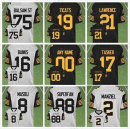 2023 New Style 2 Manziel 16 Banks Hamilton Tiger Cats Custom Jerseys Any Name Any Number White Black2690055