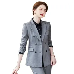 Women's Suits High Quality Professional Formal Business Jackets Coat Ladies Office OL Style Double Breasted Blazers Women Tops 2024