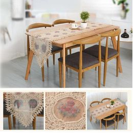 Table Runner JUYANG. Embroidery Crafts Pastoral Style Small Flower Patterns Runner. Water Soluble Lace Decorative Tablecloth. 2 Colors.