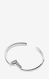 High polish 100 925 Sterling Silver Tiara Wishbone Open Bangle Fashion Wedding Engagement Jewelry Making For Women Gifts279g6127575