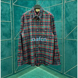 24SS Early Spring Designer European and American New Men's Shirt Letter Jacquard Plaid Long sleeved Women's Casual Coat Windbreaker Fashion Couple Long sleeved Shirt