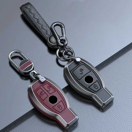 Car Key Zinc Alloy Cowhide Car Remote Key Case For Mercedes Benz A B C E R Class GLS GLA GLK GLC CLS CLA AMG W204 W205 W212 W463 W176 T240509