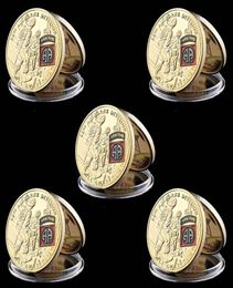 5pcs US Military Craft Army 82nd Airborne Division Eagle 1oz Gold Plated Challenge Coin Collectible Gift WCapsule5795023