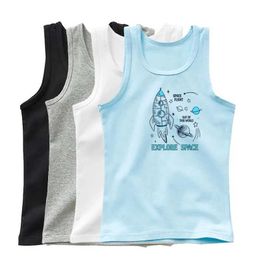 T-shirts Baby Boy Space Rocket Tank Top New Fashion Childrens T-shirt Childrens Summer Sleeveless T-shirtL240509