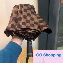 All-match Chessboard Grid Automatic Rain Dual-Use Umbrella Female Folding Vinyl Sun Protective Sun Umbrella Sun Umbrella