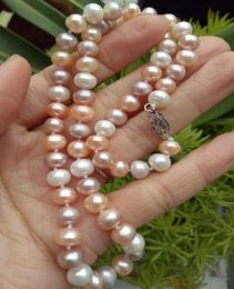 Fine 910mm south sea white pink purple multicolor pearl necklace 18quot 14k2251392