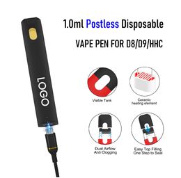 1ml Postless Visual Empty Thick Oil Rechargeable Vaporizer Auto Ceramci Coil 1ml 2ml Empty Disposable Vape Customized Disposable E-Cig Starter Kits Equipment USA CA