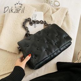 Shoulder Bags Dikaril Brand Women's 2024 Denim Quality Thick Metal Chain Purses And Handbag Women Clutch Bag Ladies