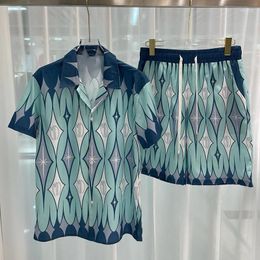 Men's Tracksuits Summer European And American Fashion Hawaiian Beach Casual Vacation Flower Short-sleeved Shirt Shorts Suit