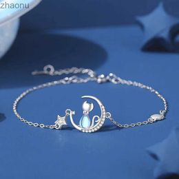 Chain CYJ European S925 Sterling Silver AAA CZ Moon Star Cat Chain Womens Birthday Party Gift Jewellery XW