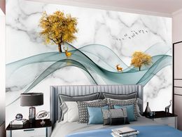 3d Wallpaper Mural Golden Tree Simple Paper Umbrella Living Room Bedroom TV Background Wall Wallpapers white blue wall papers1730054