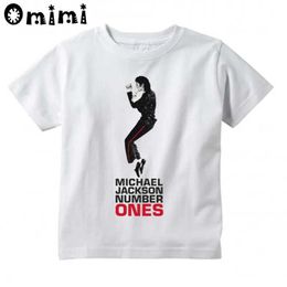 T-shirts Boy/Girl Michael Jackson Rock Star Bad Design T-shirt Music Childrens White Short Top Childrens Rock T-shirt oo5145L240509