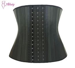 Atbuty 25 Steel Boned Waist Trainer Corset Latex Waist Cincher Workout Shapewear 3 Rows Hooks Body Shaper Slimming Underwear 201218021427