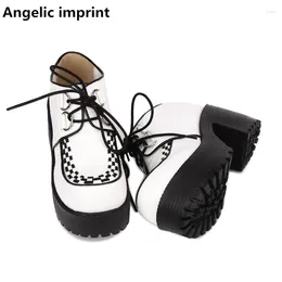 Dress Shoes Angelic Imprint Gothic Woman Mori Girl Lolita Cosplay Punk Lady High Heels Pumps Women Party Lace Up 35-40 8cm