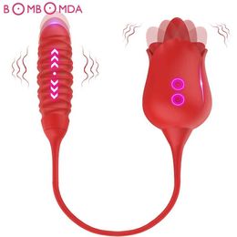Other Health Beauty Items Rose Vibrator Adults For Women Tongue Licking Telesic Dildo G Spot Clit Vagina Stimulator Female Masturbator Supplies Y240503