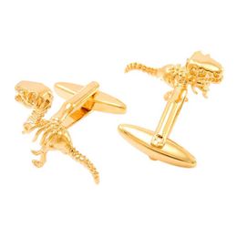Cuff Links NVT Fashion Dinosaur Skeleton Mens Cufflinks French Shirt Metal Cufflinks Gift Jewelry Direct Shipping Q240508